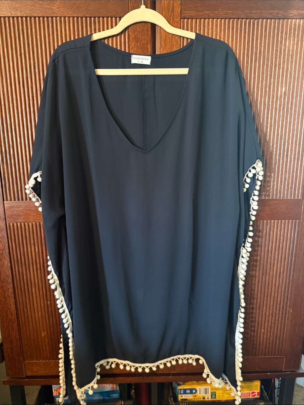 Navy Pom-Pom Swim Coverup